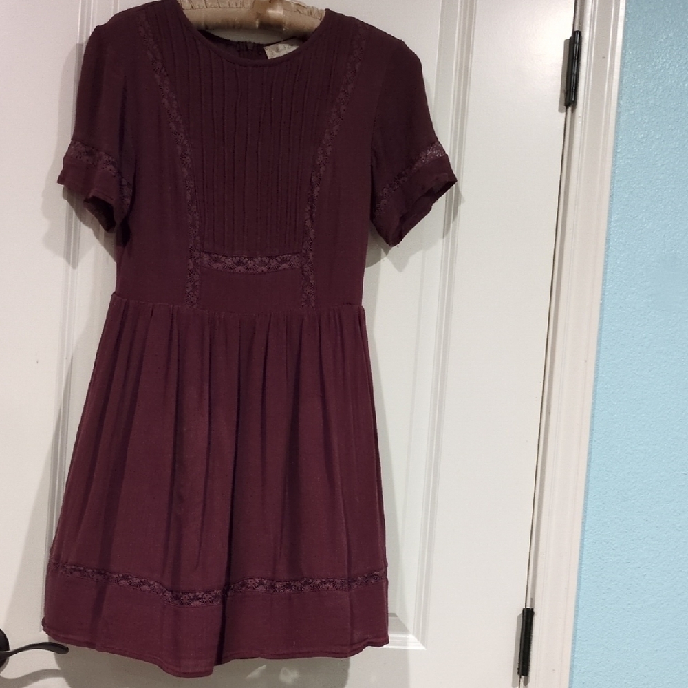 Alter'd State Elegant Burgundy Midi 100% Rayon Women's Dress